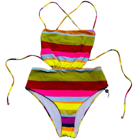 CALA DE LA CRUZ**Colorful Striped One-Piece Monokini Swimsuit***Small $285